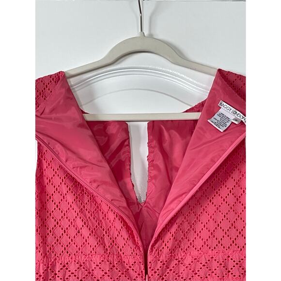 Maggy London Coral Eyelet V Neck A Line Dress Size 12 - Picture 8 of 9